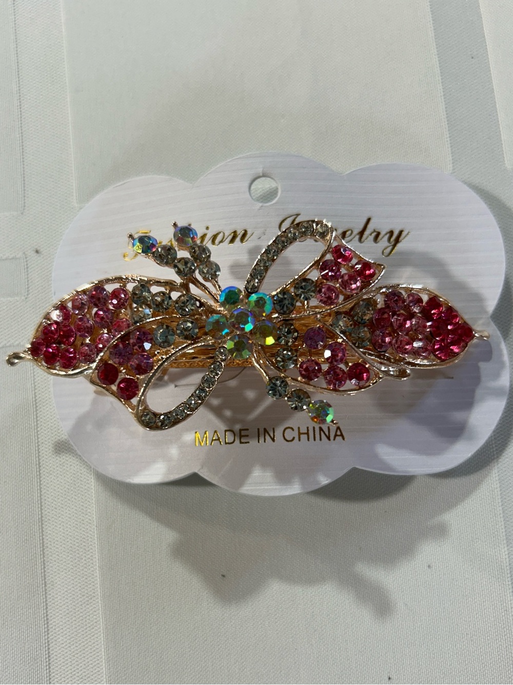Fashion Jewelry Pink and Aurora Crystal Floral Brooch
